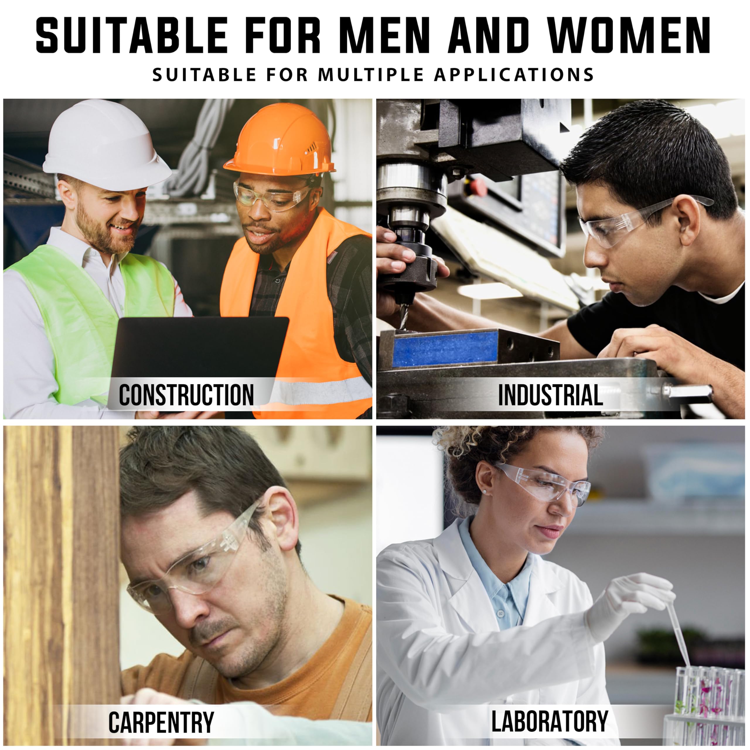BISON LIFE Clear Safety Glasses – ANSI Z87.1 Certified Scratch & Impact Resistant Eye Protection Goggles for Men & Women