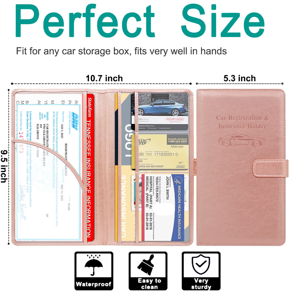 RSAquar Car Registration and Insurance Holder, Vehicle Glove Box Organizer Cool Car Accessories, Auto Truck Document Holder for Cards, Driver License, Black Glitter
