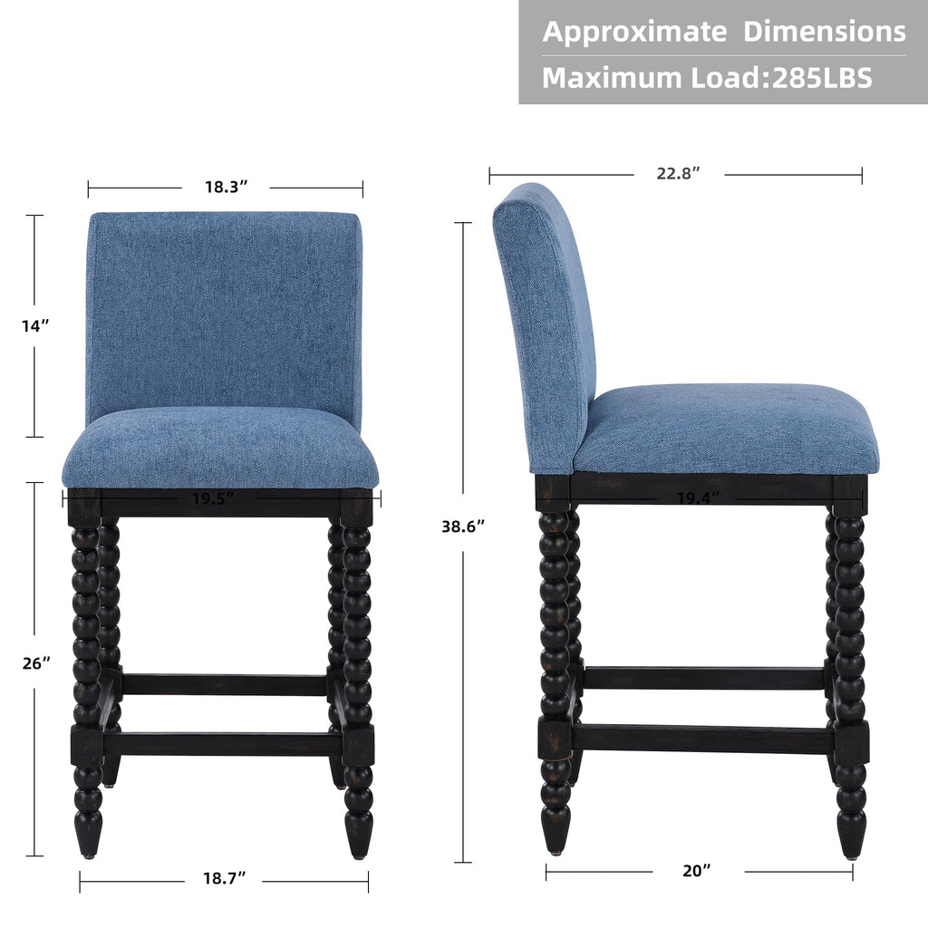 DUHOME Spindle Counter Stool with Padded Spring Seat,Wooden Bar Stools Farmhouse 26 Inch Counter Height Stools Chairs with Spindle Back for Kitchen Island