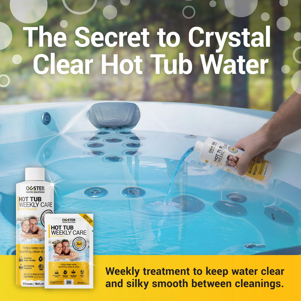 Bio Ouster 3-in-1 Weekly Hot Tub Chemicals & Spa Chemicals - Cleaner Clarifier Conditioner for Inflatable & Acrylic Spas - Chlorine Bromine Saltwater - Pre-Measured, No Draining, Made in USA (4 Week)