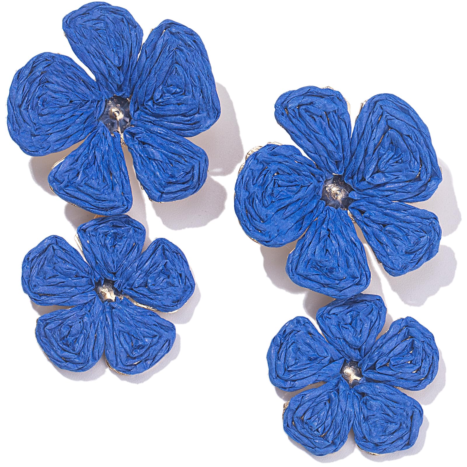 Boho Flower Earrings Statement Raffia Dangle Earrings Cute Floral Jewelry Trendy Summer Beach Vacation Outfits for Women