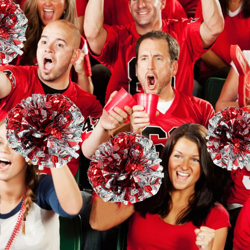4Pcs Metallic Cheerleading Pom Poms, Creatiee 2 Pair Cheerleader Cheering Squad Pompoms for School Sports Dance Games Team Spirit Cheer