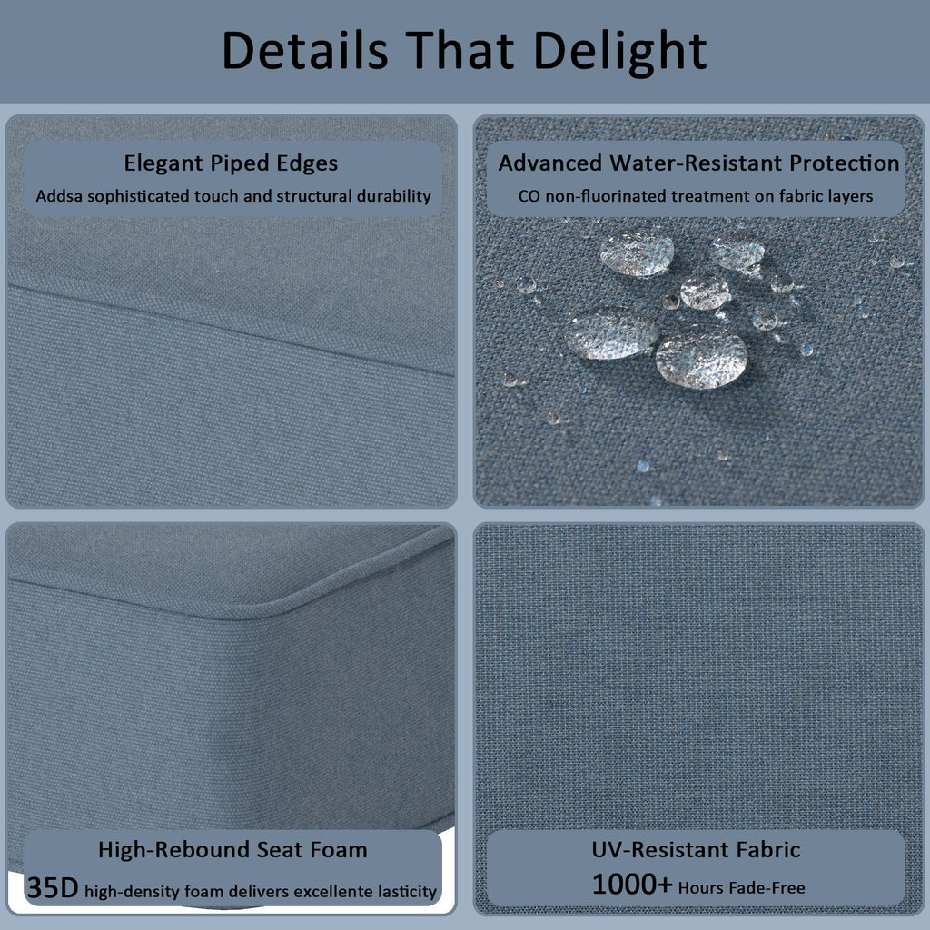 COZYVIDA 5.1" Thick Outdoor Patio Cushions Set of 2, 22"x24"x5.1" Seat, C0 Water-Resistant Breathable Fabric, UV-Resistant 1000+ Hrs, 35D Foam with Recycled Fiber Fill,Beige