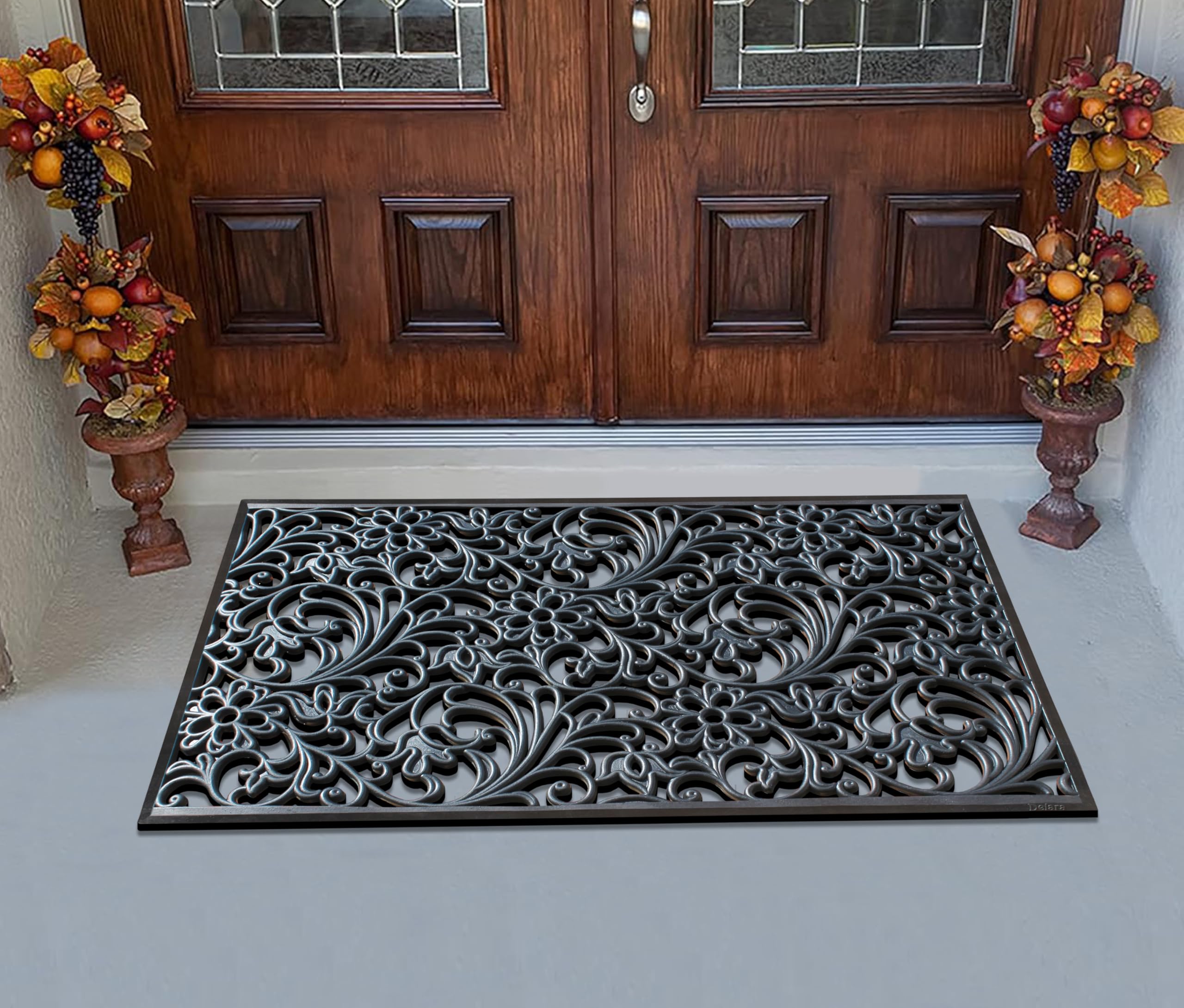 A1 Home Collections 19-LB Heavy Duty Rubber Doormat 24"×57" - Won't Blow Away | Outside Front Door Mat, Mud Dirt Scraper, Non-Slip Drainage Mat for Entryway Patio Garage, All-Weather, 100% Rubber Mats