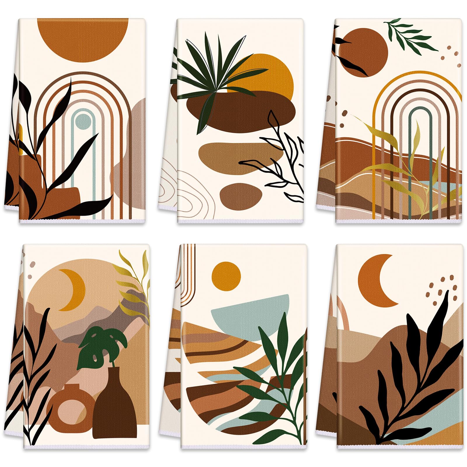 Breling Set of 6 Summer Beach Kitchen Towels Coastal Dish Towel Bathroom Decorative Sea Palm Trees Cloths for Kitchen Bathroom Home Cooking Housewarming Gifts, 14 x 21 Inch