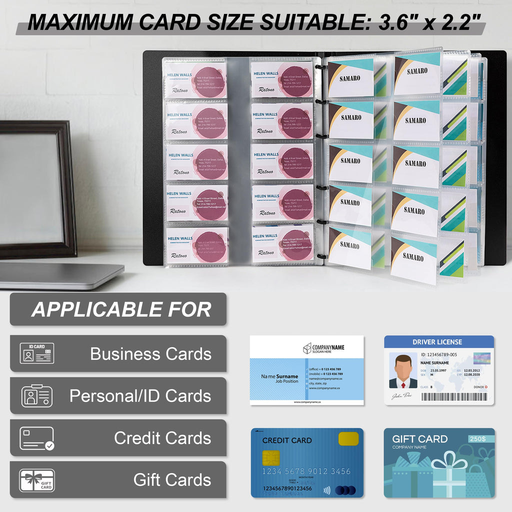 MyLifeUNIT Business Card Book, Name Card Holder Book with 600 Business Cards Capacity, Credit Card Book File Storage (Light Blue)