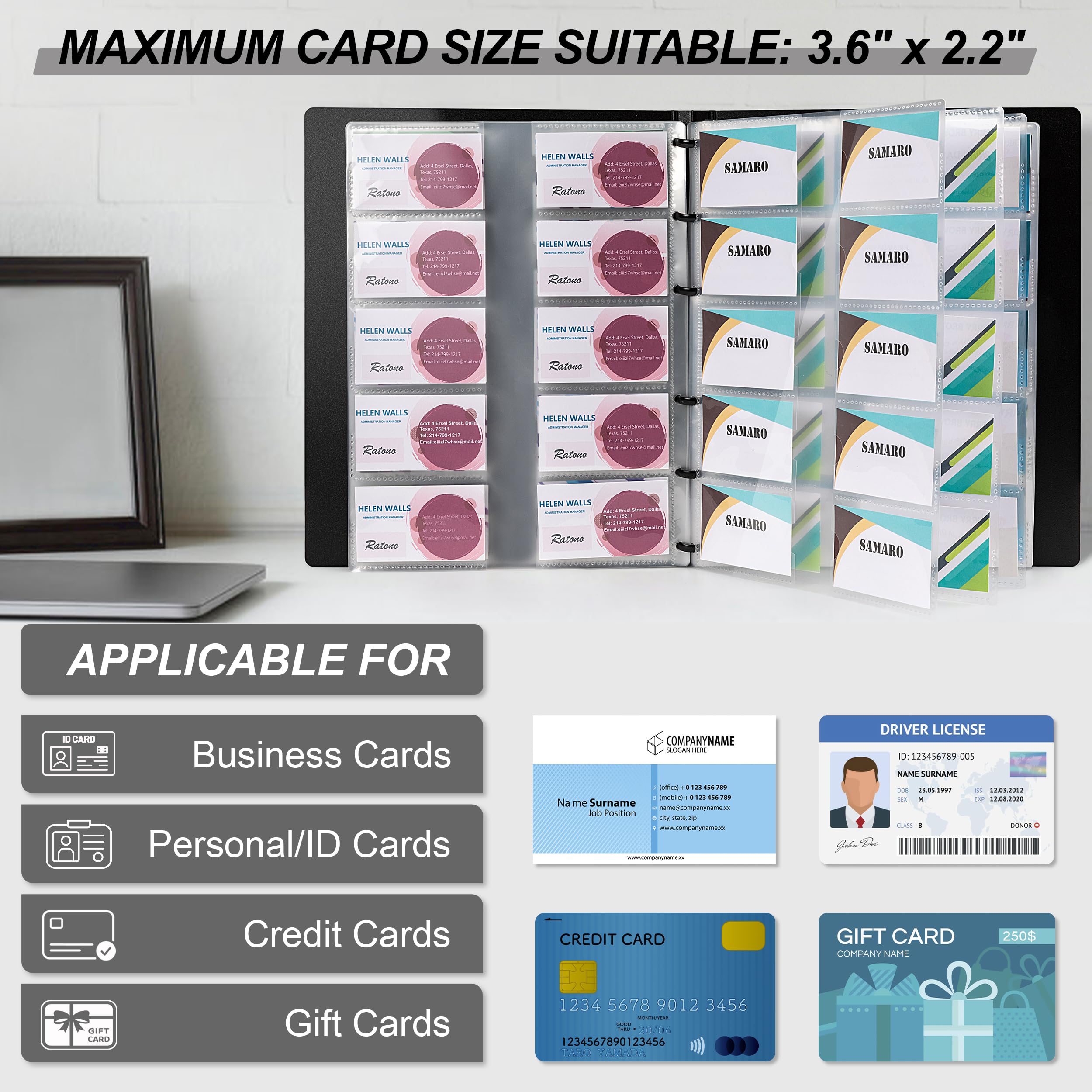 MyLifeUNIT Business Card Book, Name Card Holder Book with 600 Business Cards Capacity, Credit Card Book File Storage (Light Blue)