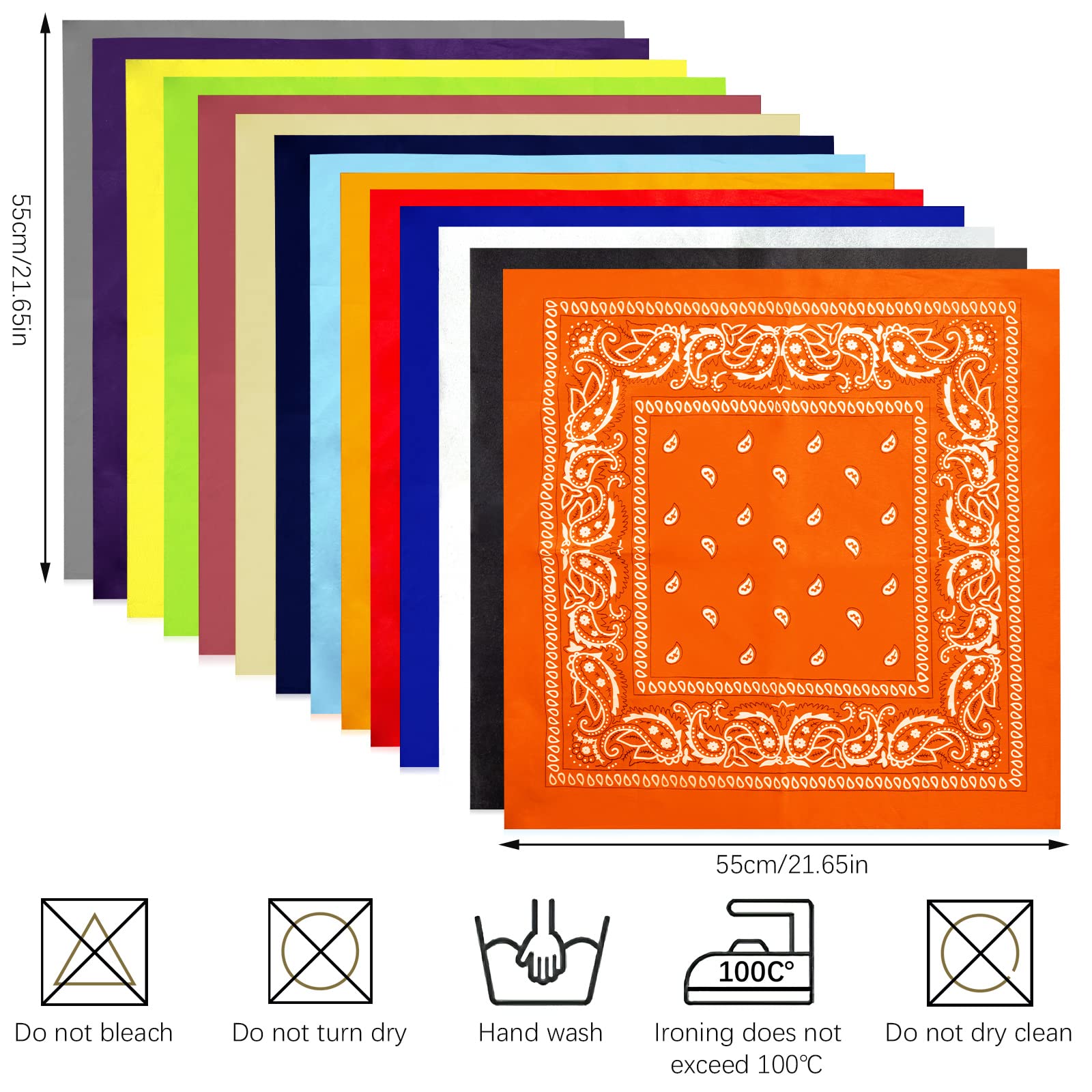AURUZA 12-44pcs Bandanas for Men Women Paisley Large Bandana Black Red White Head Wrap Headbands Cowboy Handkerchief
