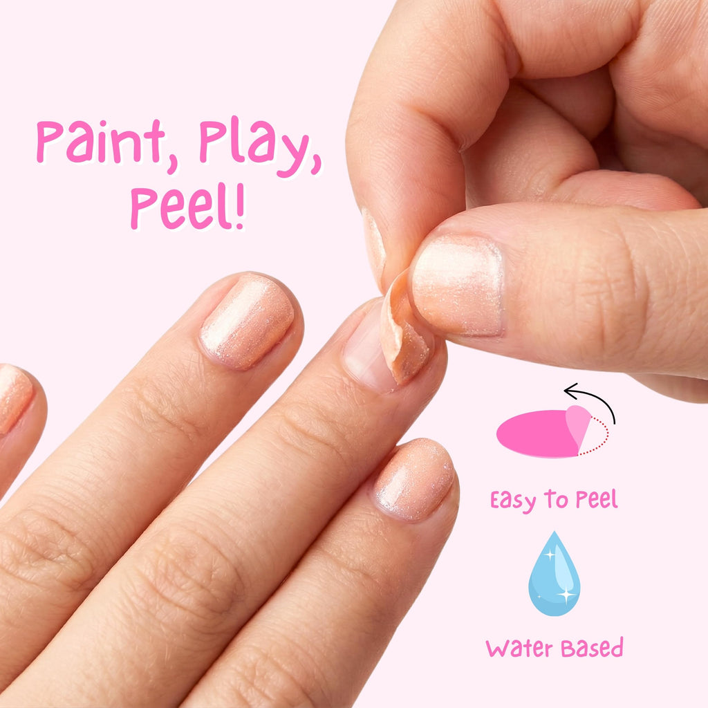 MISS NELLA ABRACADABRA – Safe Special sparkly pink Nail Polish for Kids, Non-Toxic & Odor Free Formula for Children and Toddlers, Natural Water Based for Easy Peel Off (Abracadabra)