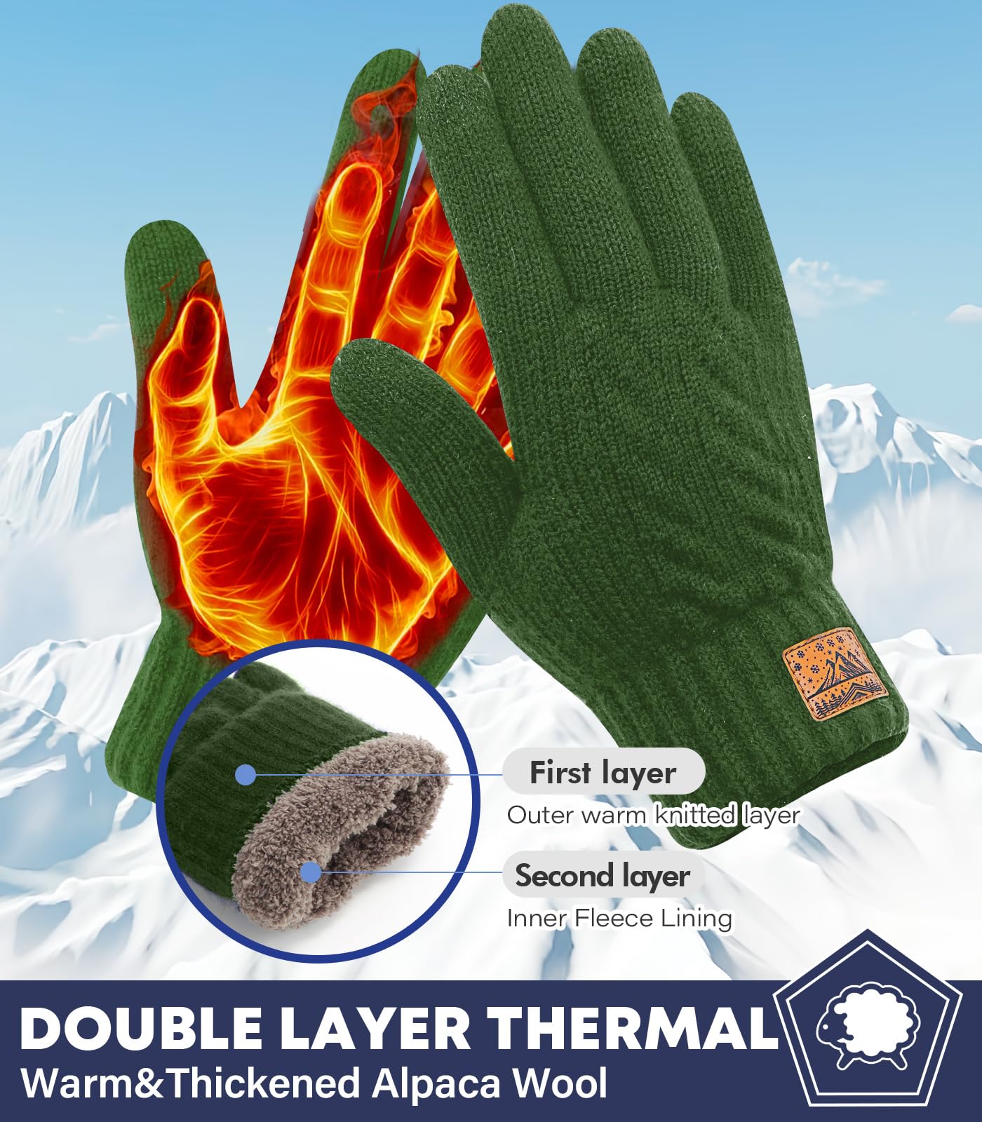 CHENMEI Winter Gloves for Men Women-Warm TouchScreen Cold Weather Gloves,Wool Knit Thermal Adults Gloves for Driving Texting