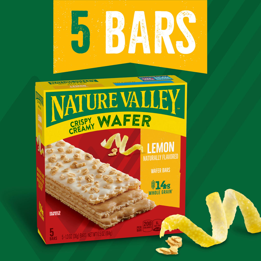 Nature Valley Crispy Creamy Wafer Bars, Blueberry, Whole Grain, 5 Bars, 6.5 oz