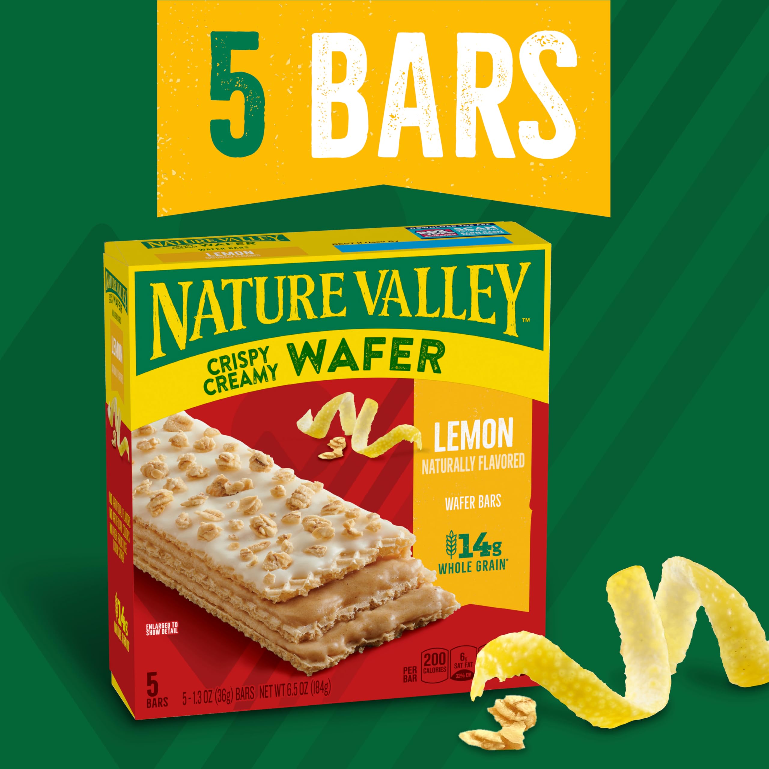 Nature Valley Crispy Creamy Wafer Bars, Blueberry, Whole Grain, 5 Bars, 6.5 oz