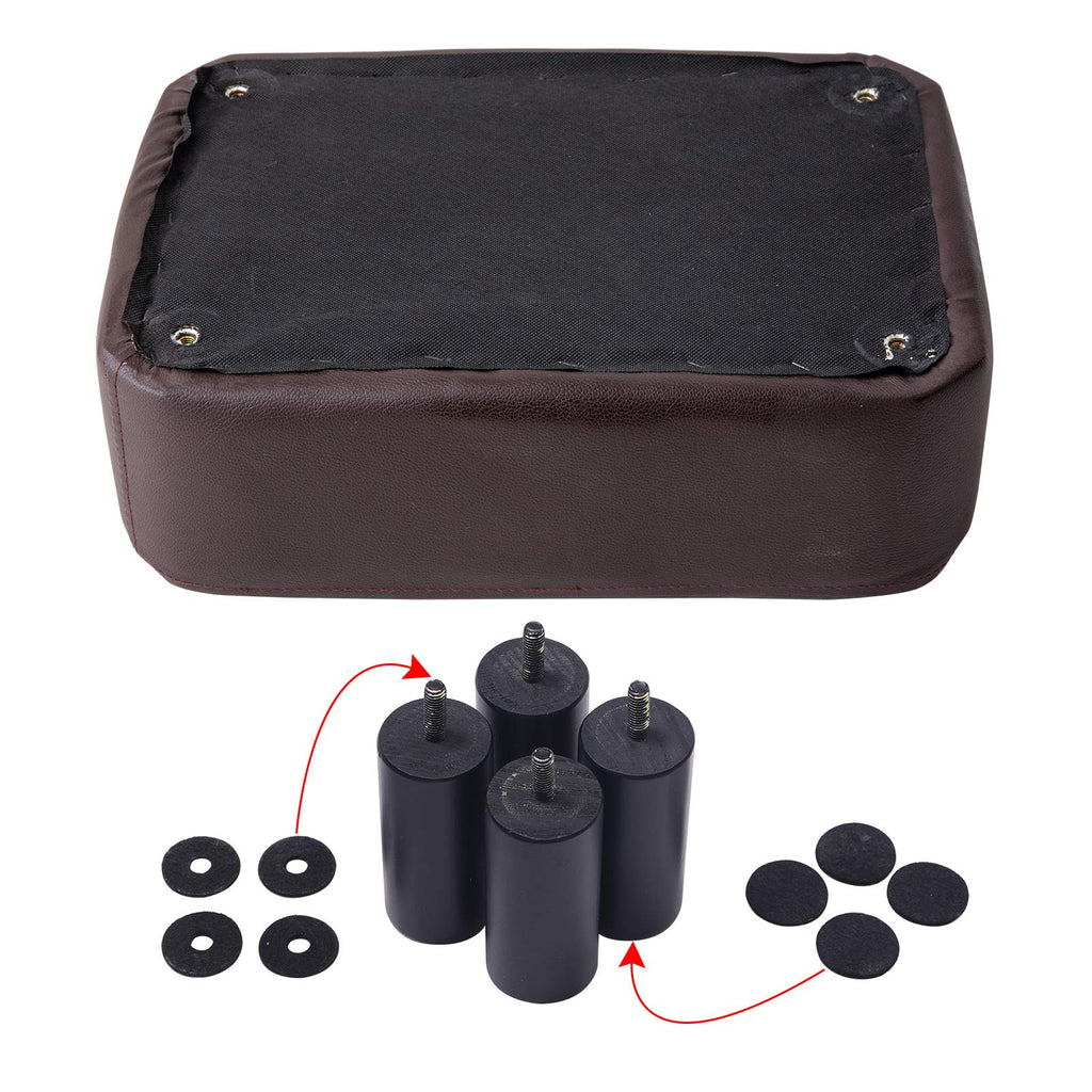 IBUYKE 16.54" Small Footstool, PU Faux Leather Step Stool, with Padded Seat Pine Wood Legs and Padded Rectangular Stool, for Bedroom, Black RF-BD210