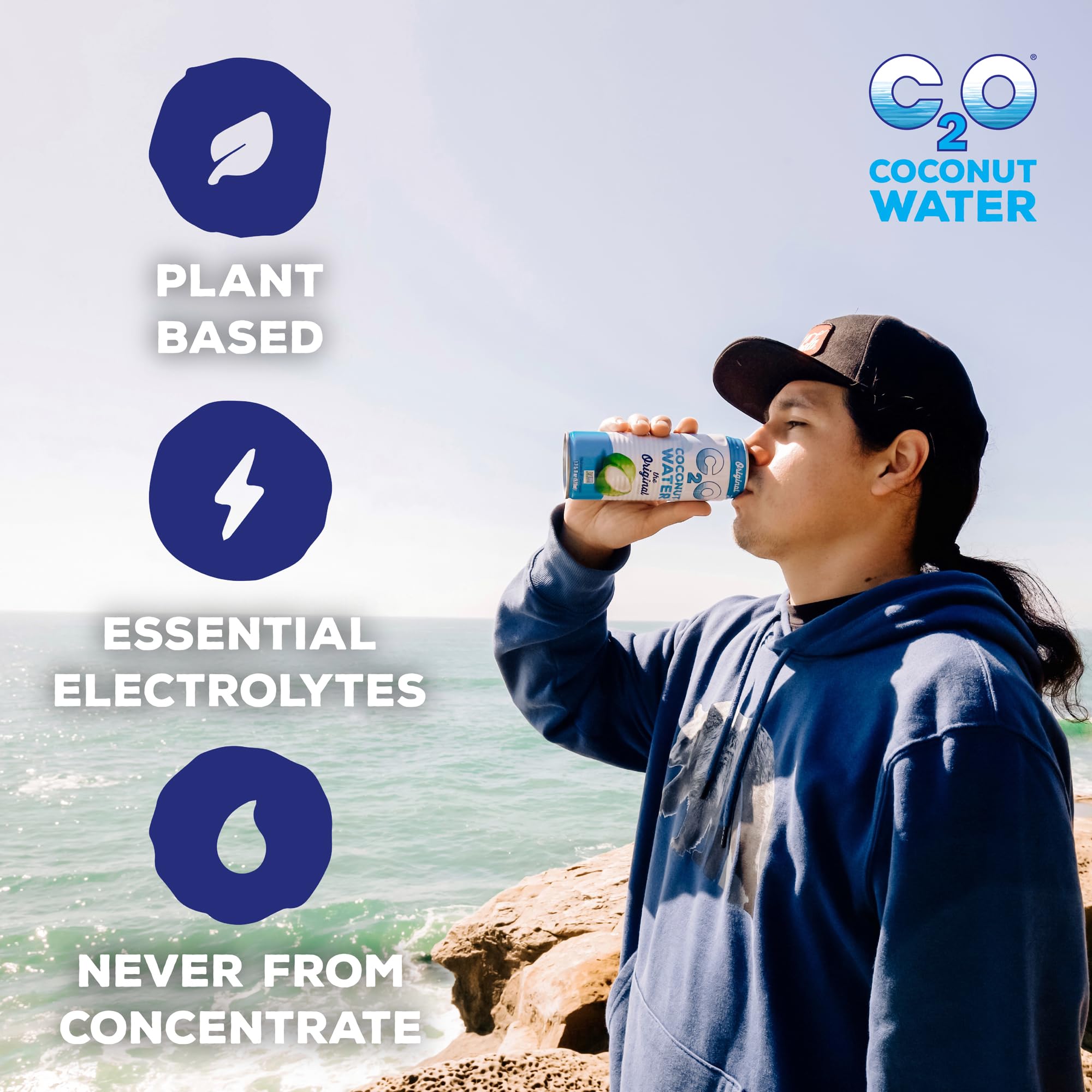 C2O - Coconut Water with Ginger, Lime, & Turmeric (12 Pack) - Made with Fresh Coconut Water - Plant Based - Non GMO - Canned Water - Natural Hydration, Electrolytes, & Potassium - 12 Cans, 17.5 FL OZ