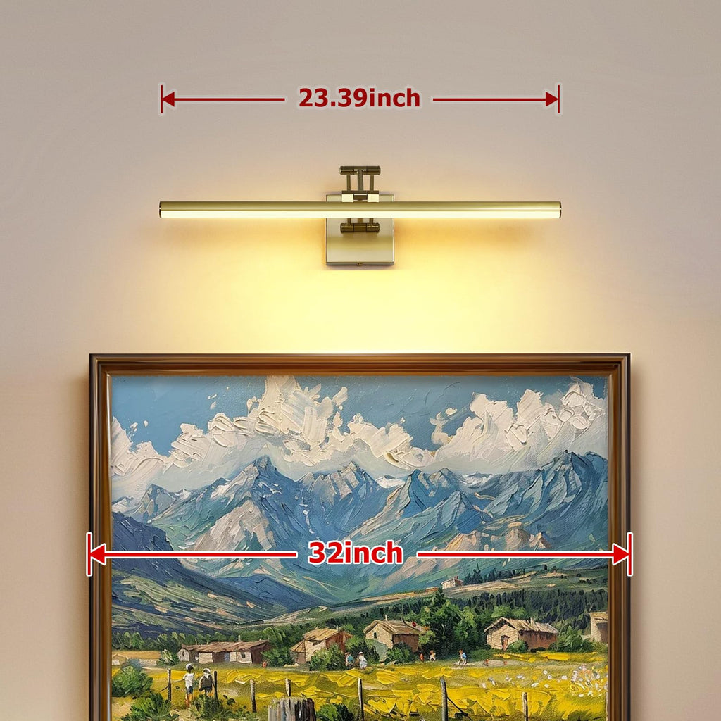 Joossnwell LED Picture Lights for Paintings Dimmable 15.5 Inch Long Hard-Wired Picture Frame Lights Brass Gallery Wall Light with Adjustable Swing Arm Art Display Lamps 7W 3000K Warm White