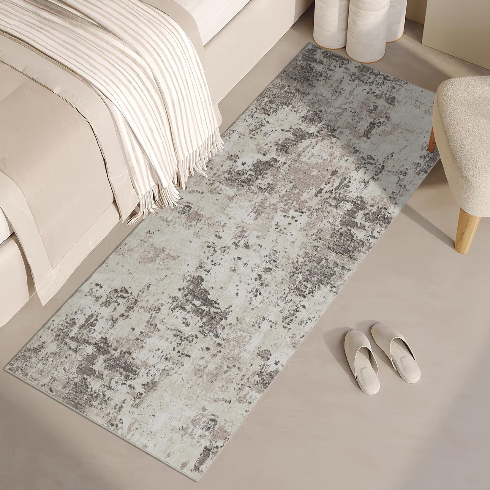 ROYHOME Modern Scalloped Abstract 2x3 Area Rug Non Slip Non Shedding Low Pile Stain Resistant Rug for Entryway Kitchen Bedroom,Black Yellow