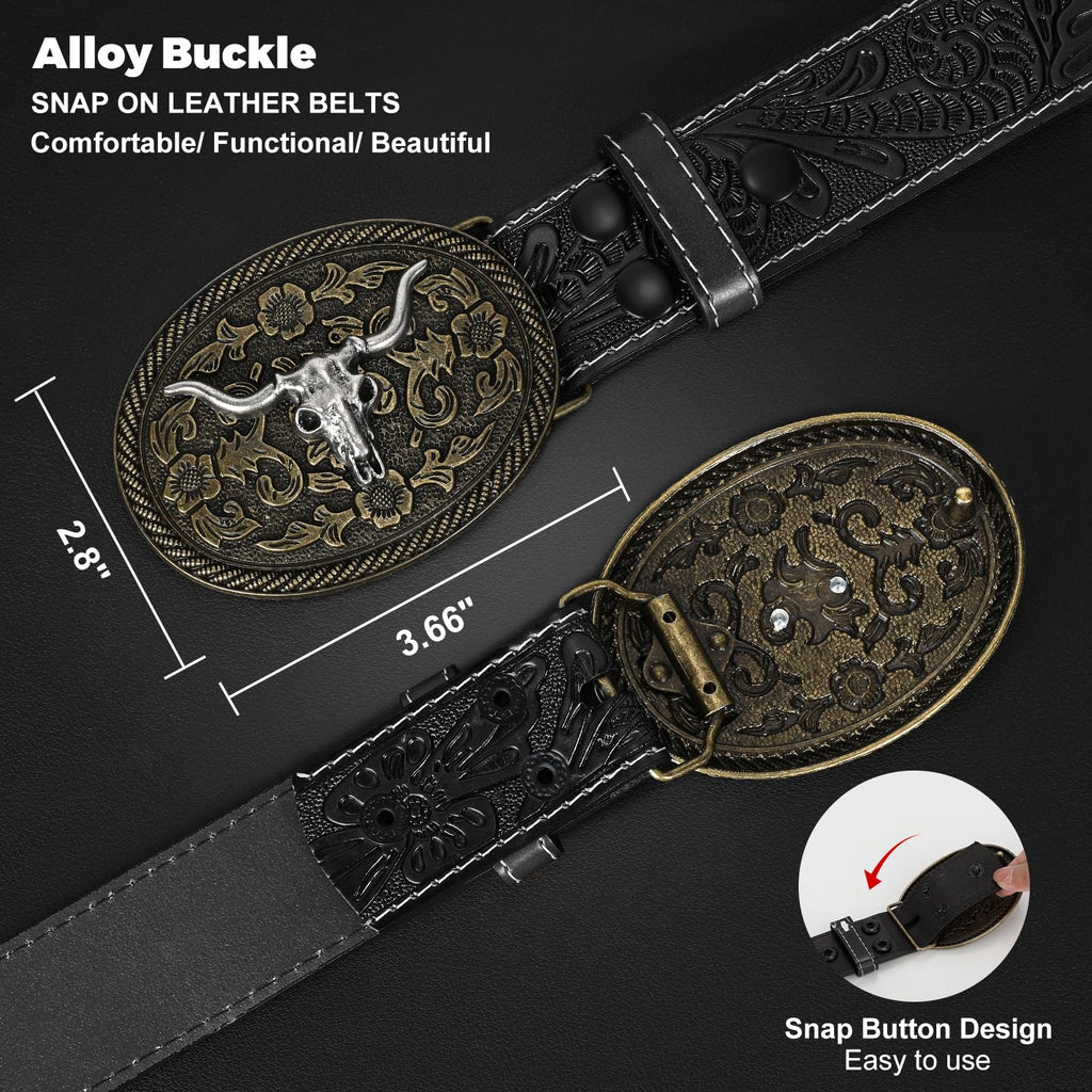BELTROAD Western Leather Buckle Belt for Men Women Cowboy Cowgirl Mens Leather Belt for Jeans Christmas Men's Belt Gifts