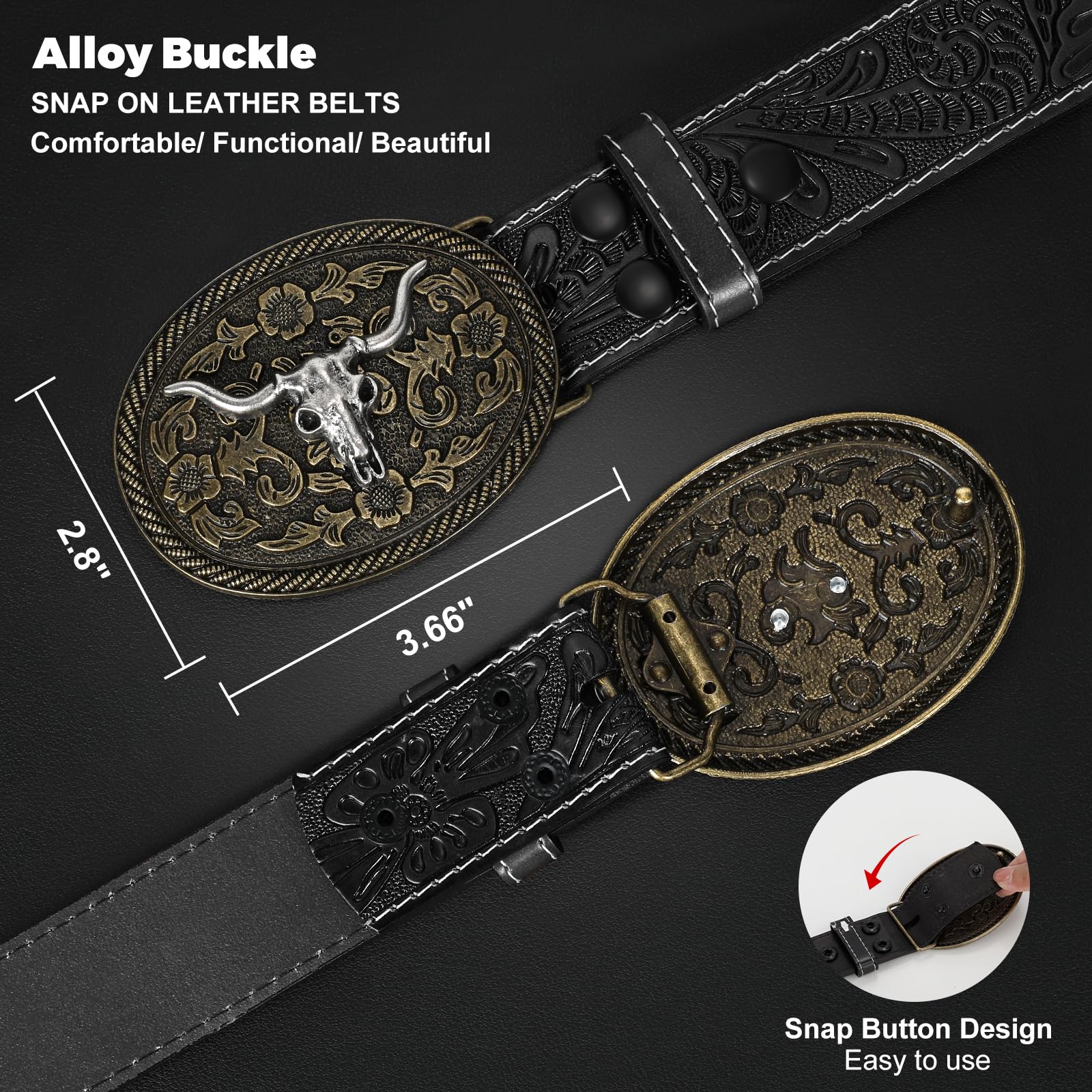 BELTROAD Western Leather Buckle Belt for Men Women Cowboy Cowgirl Mens Leather Belt for Jeans Christmas Men's Belt Gifts