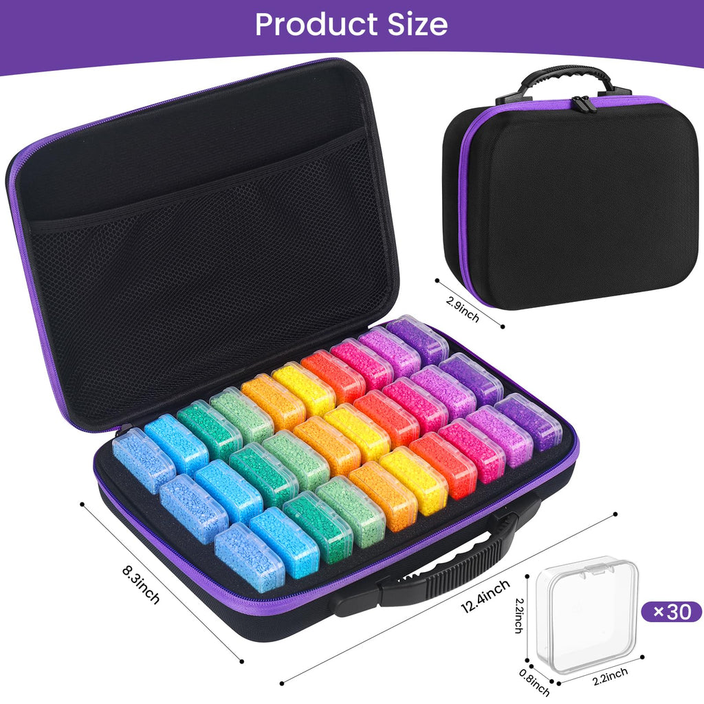 Douorgan Diamond Painting Storage Containers Portable Bead Organizer Shockproof Bead Art Storage Case Jewelry Beads Storage Box (30 Small Boxes)