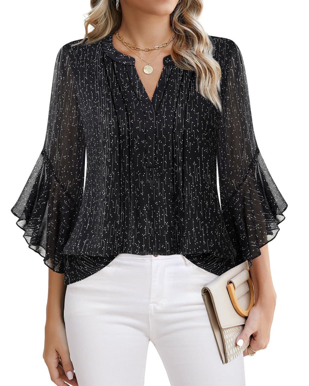 Timeson Women's 3/4 Sleeve Top | Dressy, Casual