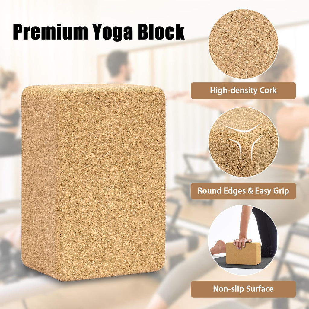 Hatha Yoga Cork Yoga Block, Natural Cork from Portuguese, Premium Brick, Eco-Friendly Yoga Accessories for Yoga, Pilates & Stretching