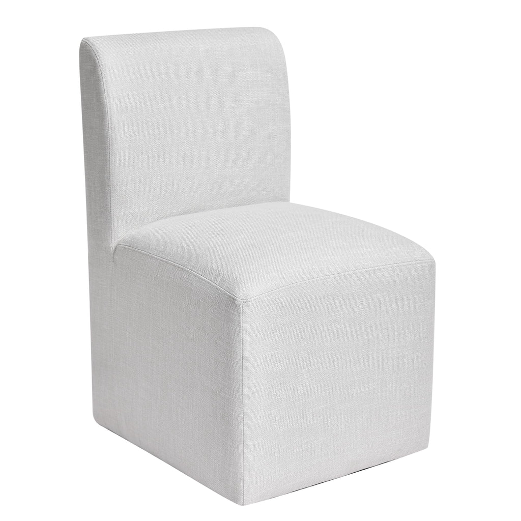 DUHOME Upholstered Dining Chair with Casters,Armless Modern Rolling Linen Dining Chairs with Wheels for Dining Room Bedroom Reading Room Living Room