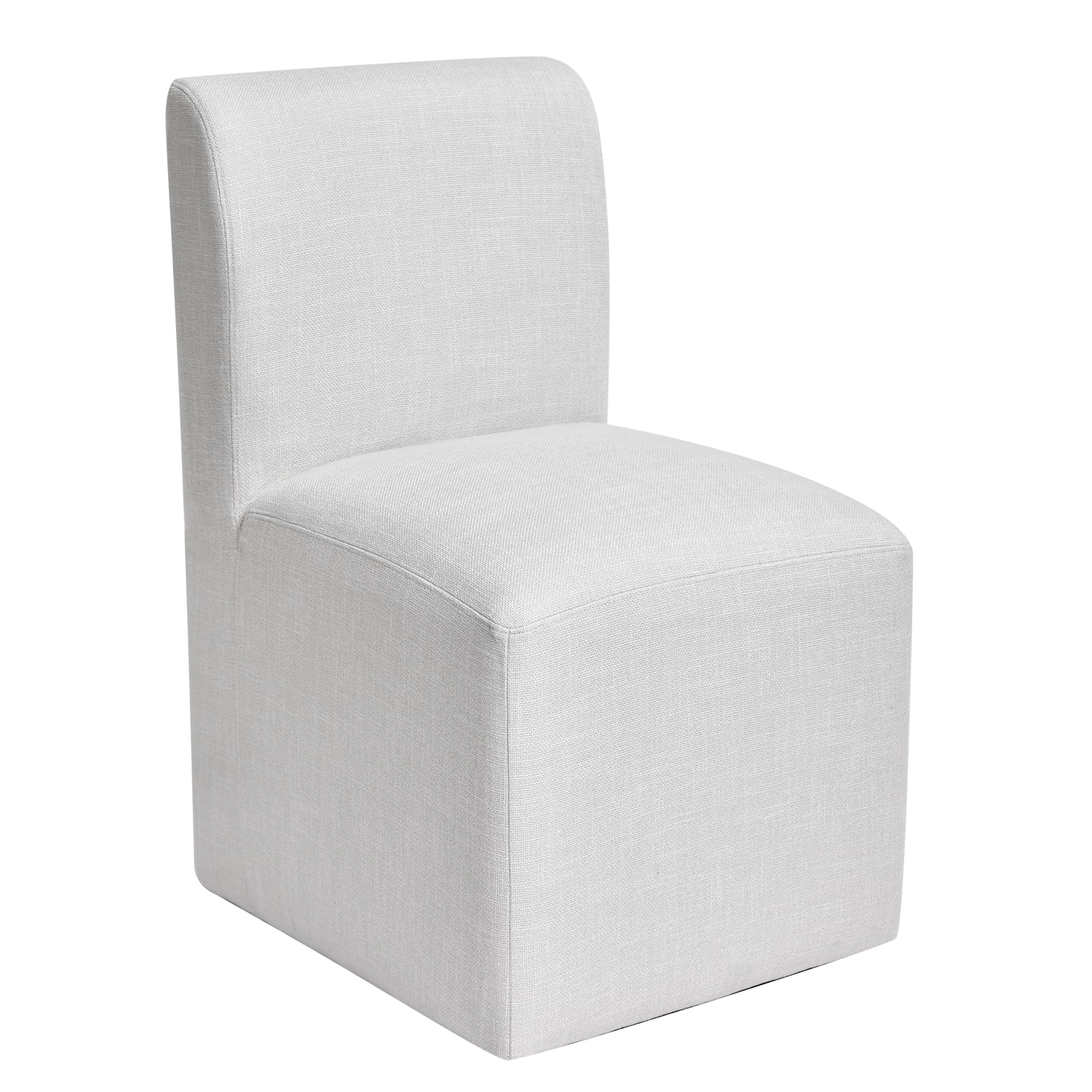 DUHOME Upholstered Dining Chair with Casters,Armless Modern Rolling Linen Dining Chairs with Wheels for Dining Room Bedroom Reading Room Living Room