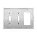ENERLITES Combination Triple Light Switch Plate, Double Toggle/Single Decorator Switch, Standard Size 3-Gang 4.5" x 6.38", Polycarbonate Thermoplastic, 881231-BK, Black