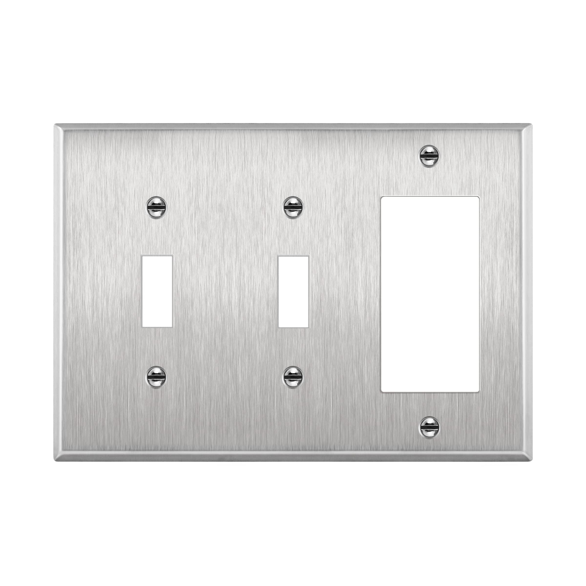 ENERLITES Combination Triple Light Switch Plate, Double Toggle/Single Decorator Switch, Standard Size 3-Gang 4.5" x 6.38", Polycarbonate Thermoplastic, 881231-BK, Black