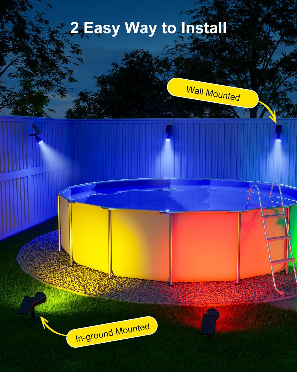 Solar Power Spot Lights Outdoor Waterproof for Christmas Decorations, Flag, Tree, Wreath, Santa Claus, Snowman, Bright LED Landscape Lamp Uplights for Outside Garden, Yard, Patio, Sidewalk,Warm White
