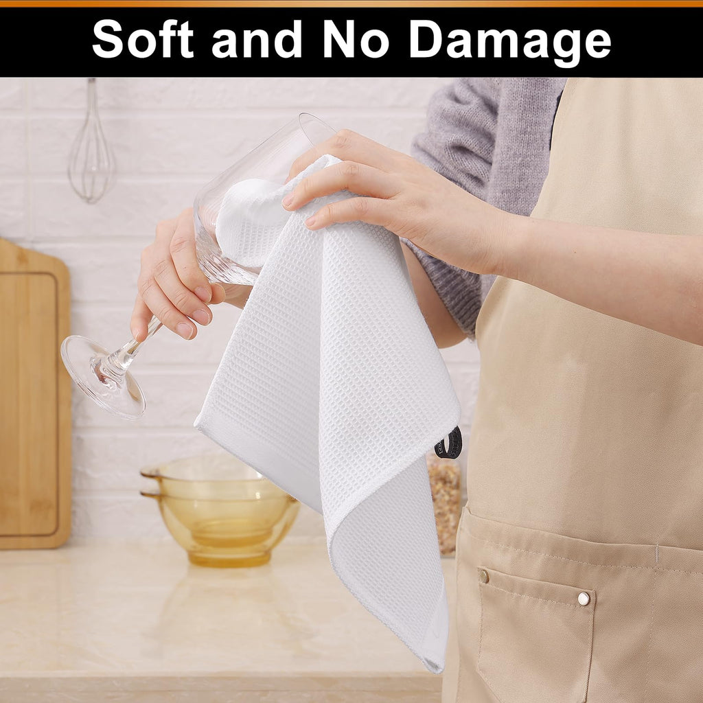 Homaxy 100% Cotton Waffle Weave Dish Cloths - 6 Pack Soft and Absorbent Dish Towels - 12 x 12 Inches Quick Dry Dish Rags - Beige