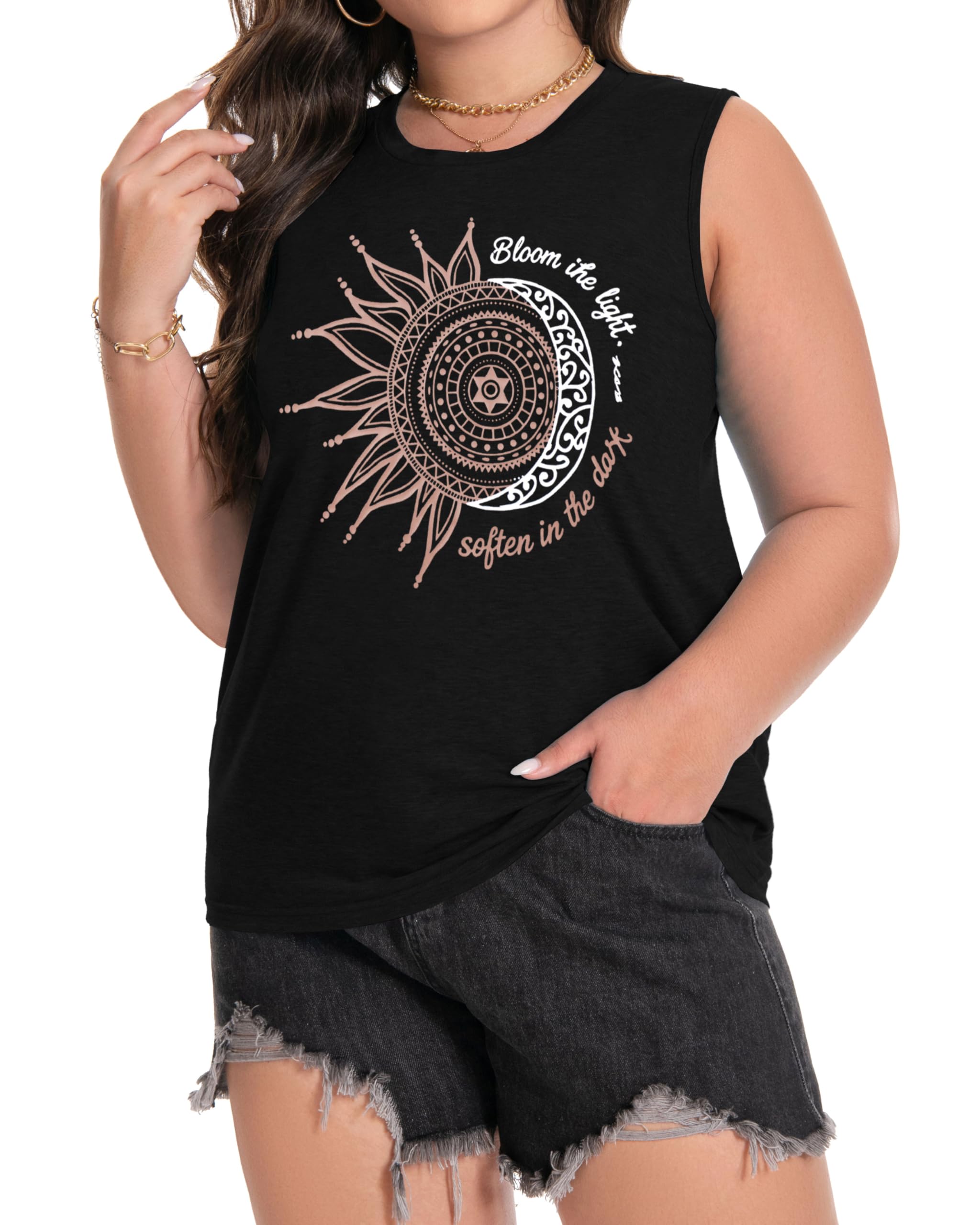 Plus Size Tops for Women Sleeveless Summer Tank Top Loose Fit Casual Tunics Shirts 2026