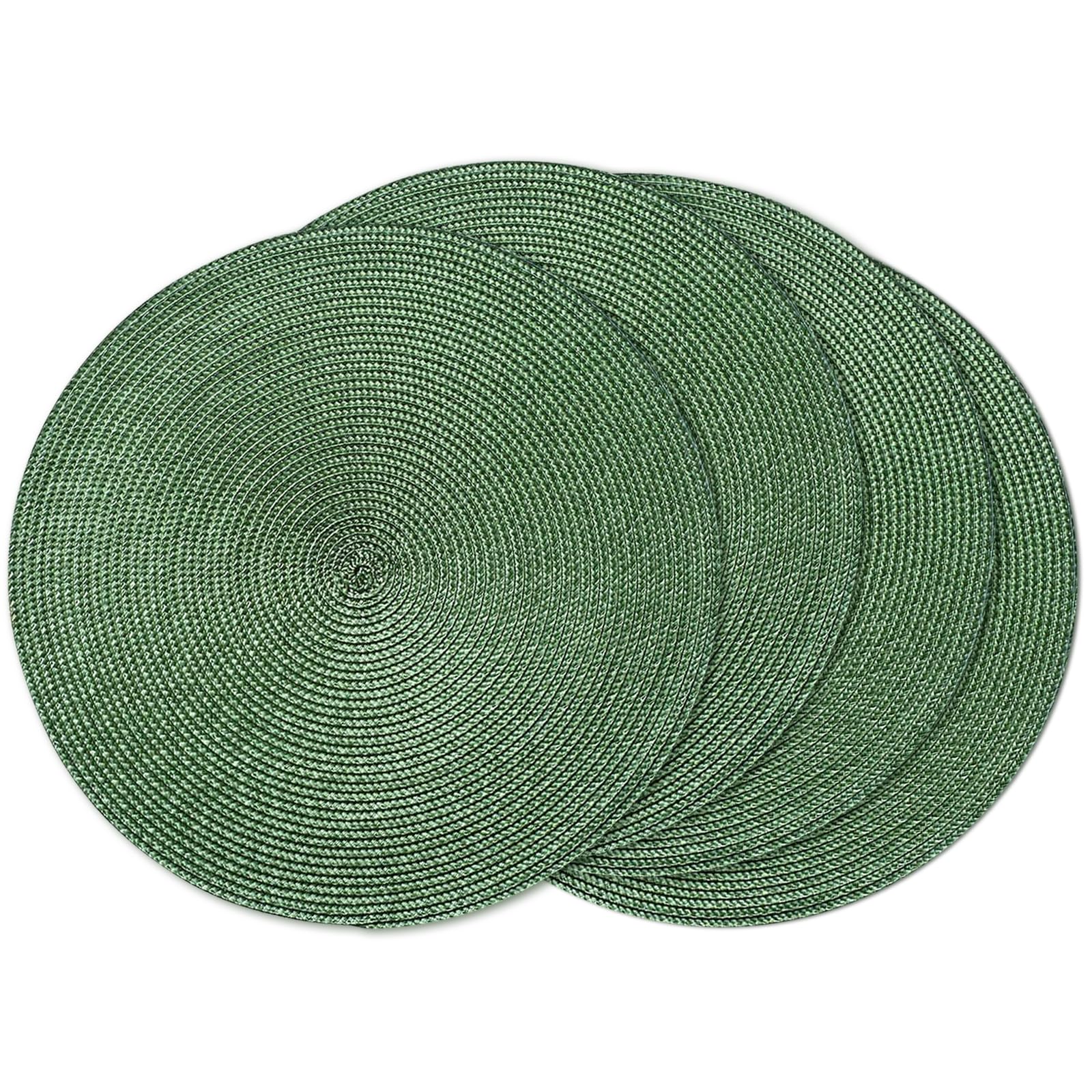 AHHFSMEI Round Placemats Set of 6 Heat Resistant Washable Non-Slip Woven Braided Table Mats for Dining Table Kitchen & Home Decor (Beige)