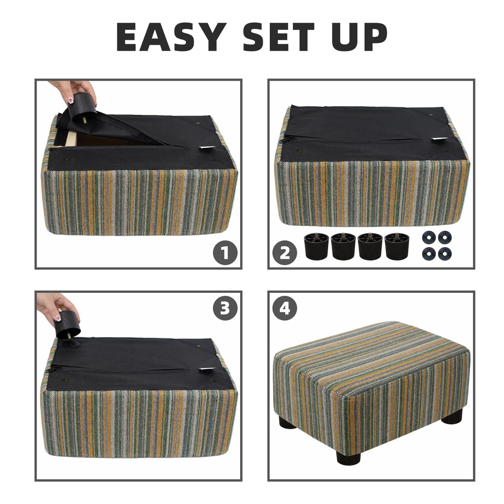 CAROLMADE Small Foot Stool Ottoman Footstool with Legs Under Desk Footrest for Living Room Bedroom and Office, Black