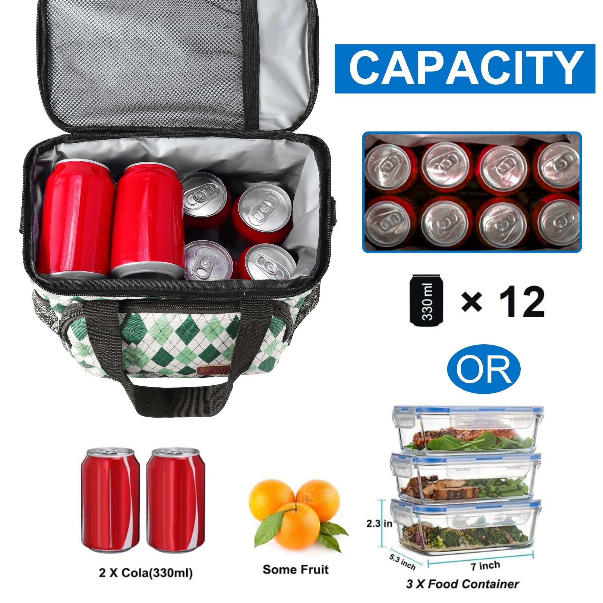 Femuar Lunch Bags for Women/Men, Insulated Lunch Bag for Work Office Picnic - Large Lunch Cooler Bag Leakproof Lunch Box with Adjustable Shoulder Strap for Adults - Grey (15L)
