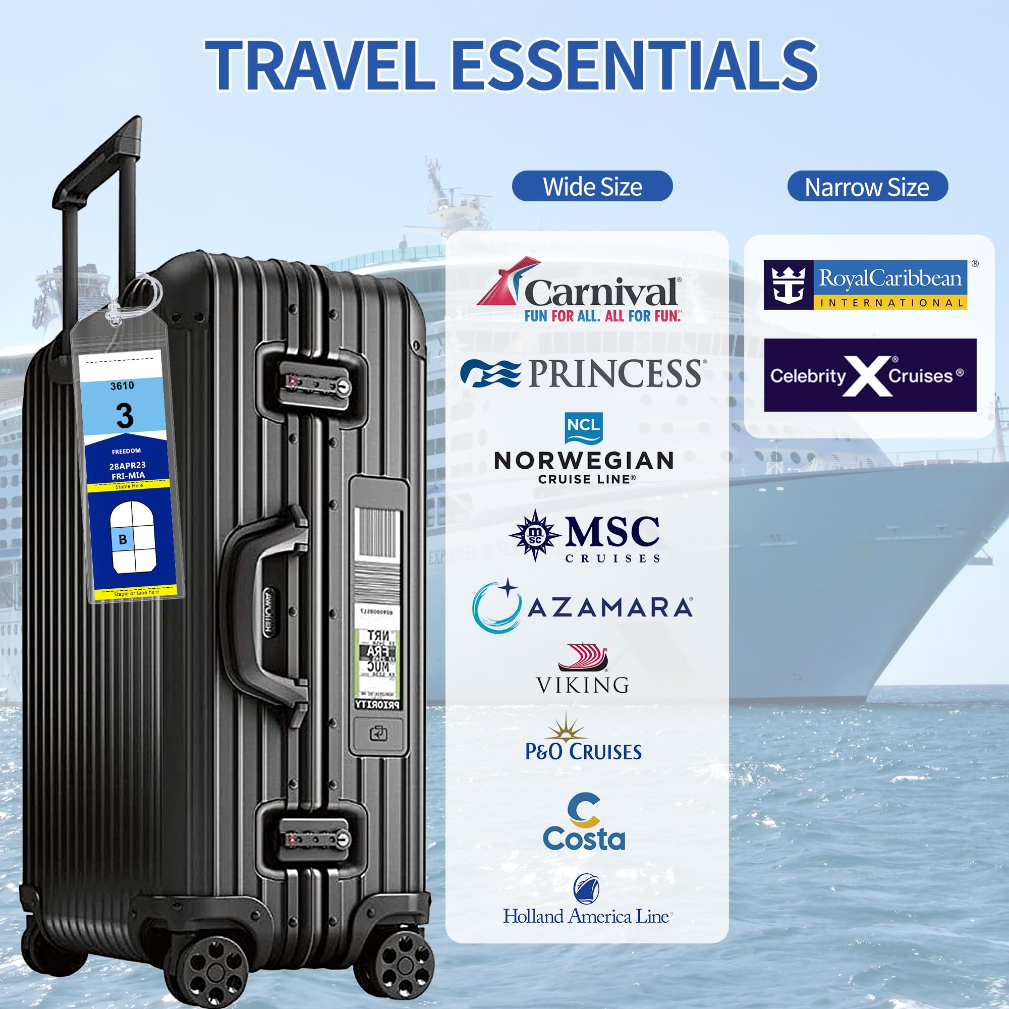 6 Pack Cruise Luggage Tag Holder, Cruise Essentials 2026 for NCL, Princess, Carnival, Royal Caribbean and Celebrity Cruise Luggage Tags for Travel Essentials by SEAVILIA