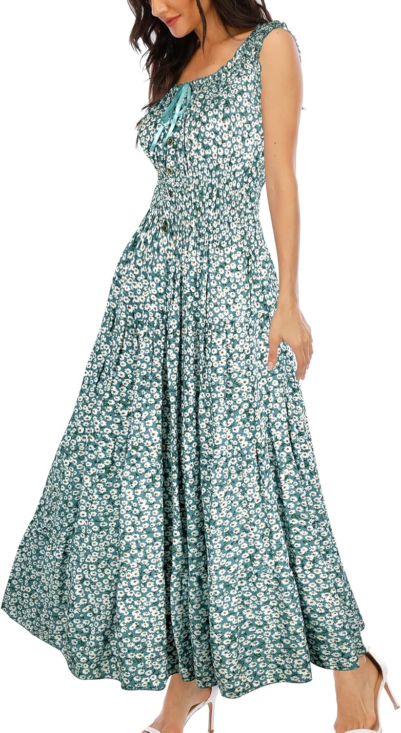 OSTOO Women's 2026 Summer Boho Floral Print Tiered Casual Flowy Long Maxi Dress
