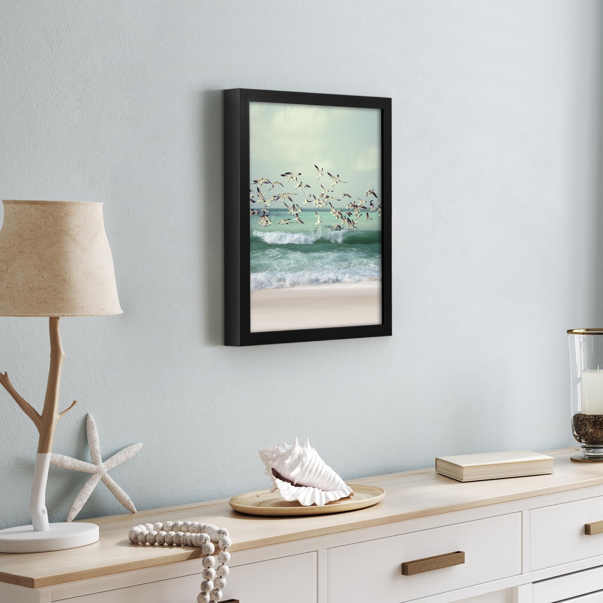 Americanflat 5x7 Picture Frame with Shatter-Resistant Glass - Soho Collection - Gallery Style Deep Molding Picture Frames for Tabletop and Wall Display - Black