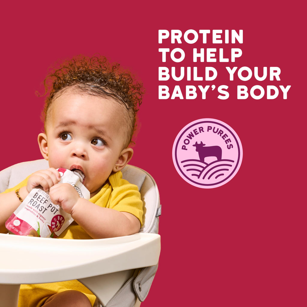 Serenity Kids Bone Broth Puree Made With Organic Veggies | Clean Label Project Purity Award Certified | 3.5 Ounce BPA-Free Pouch | Grass Fed Beef Pot Roast | 1 Count