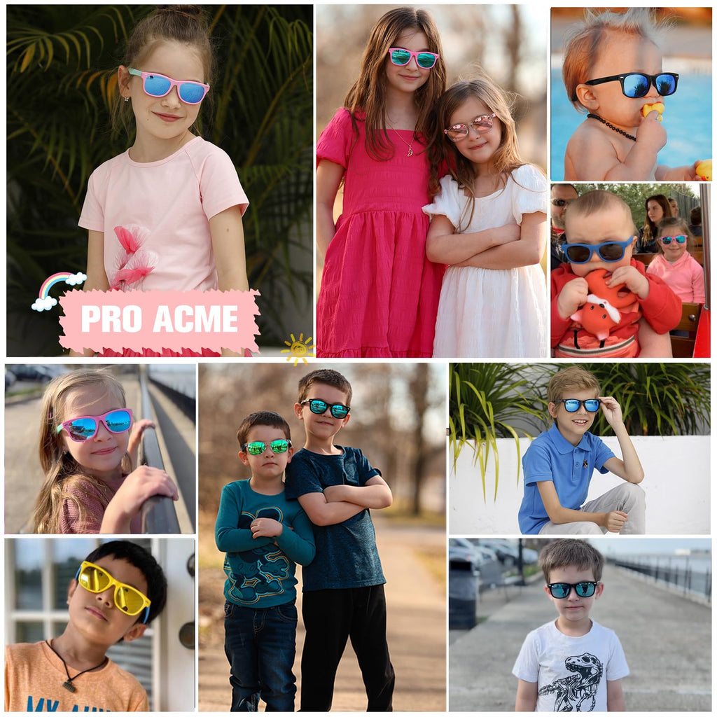 Pro Acme Kids Polarized Sunglasses, Flexible TPEE Frame Shades for Toddler Girls Boys, Ages 3-12