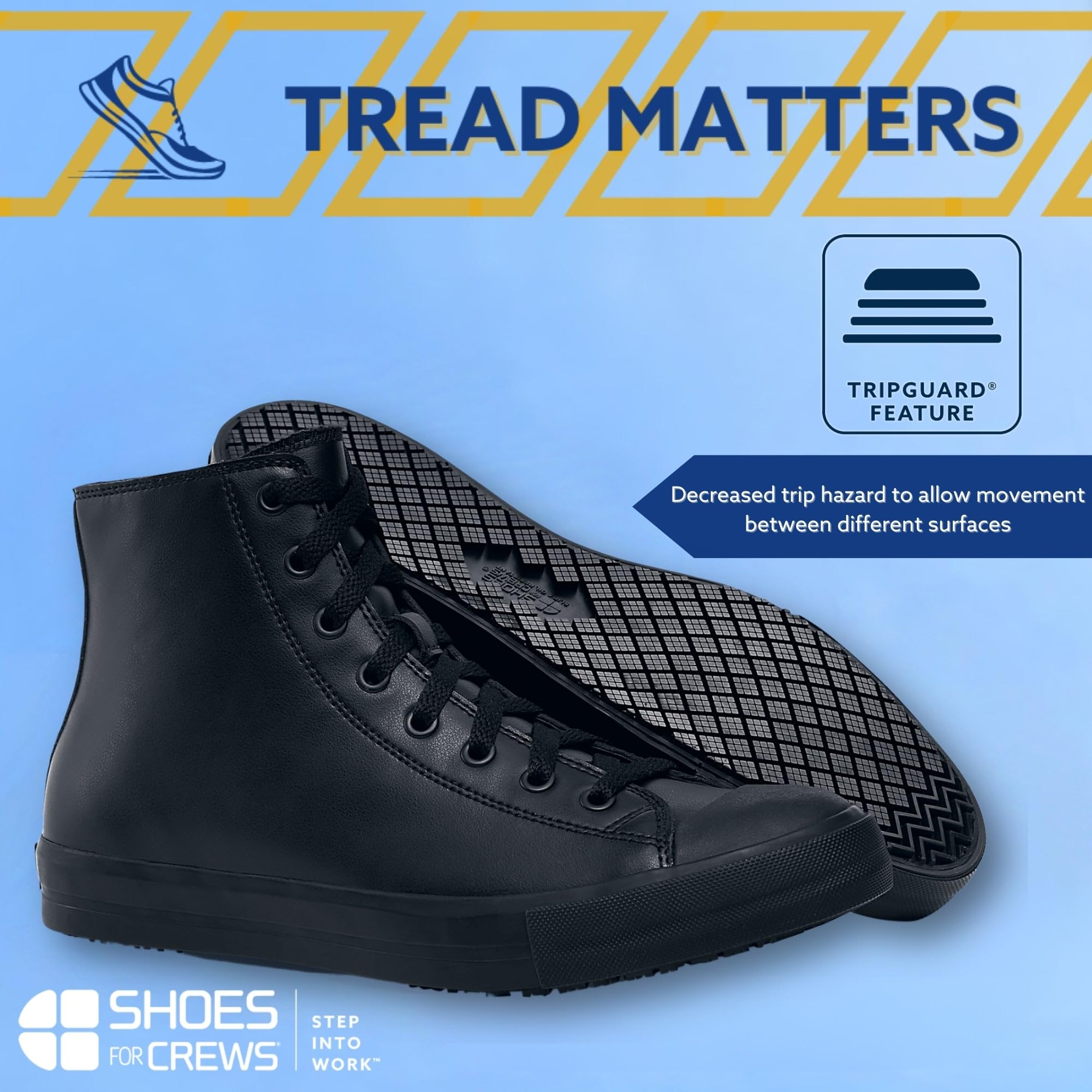 Shoes for Crews Unisex Slip-Resistant High-Top Work Sneakers – Comfortable, Water-Resistant Women's & Men's Shoes for Hospitality, Administrative Roles & More - Pembroke