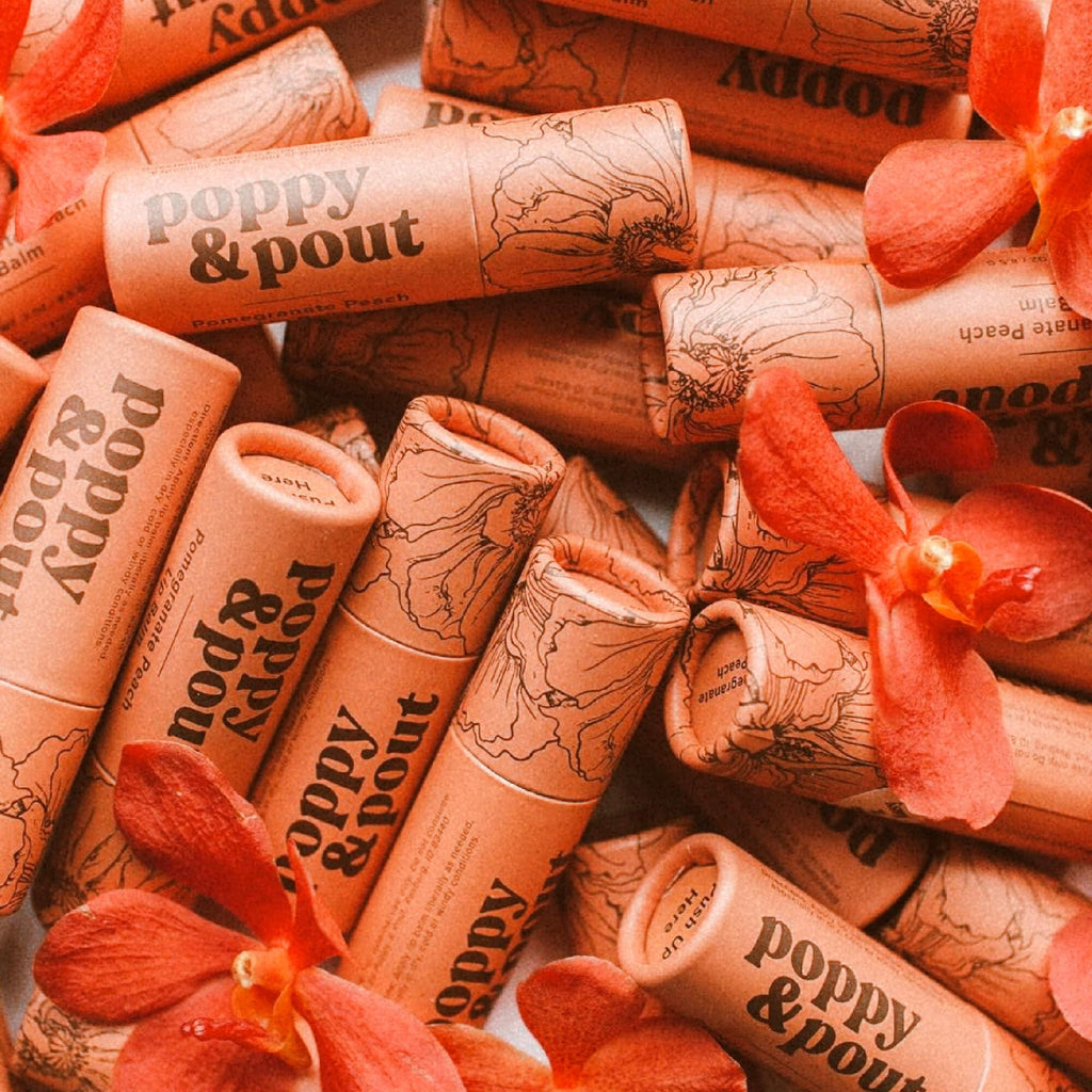 Poppy & Pout Blood Orange Mint Jumbo Lip Balm | All Natural Lip Balms & Moisturizers | Hydrates with Beeswax, Vitamin E, Organic Coconut Oil | Cruelty-Free | Lip Balm in Recyclable Cardboard Tube