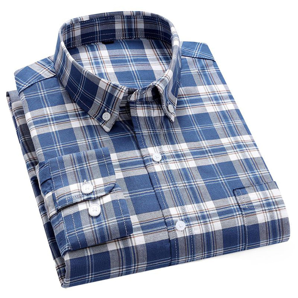 Cromoncent Mens Cotton Oxford Shirt Long Sleeve Button Down Dress Shirts with Pocket