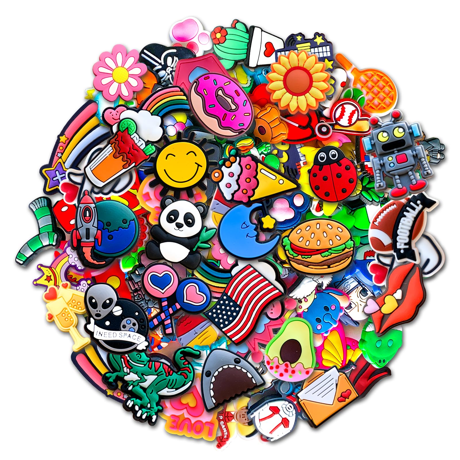 30,50,100Pcs Random Shoe Charms for Clog Decoration, Cute Cartoon Charms Accessories for Gift