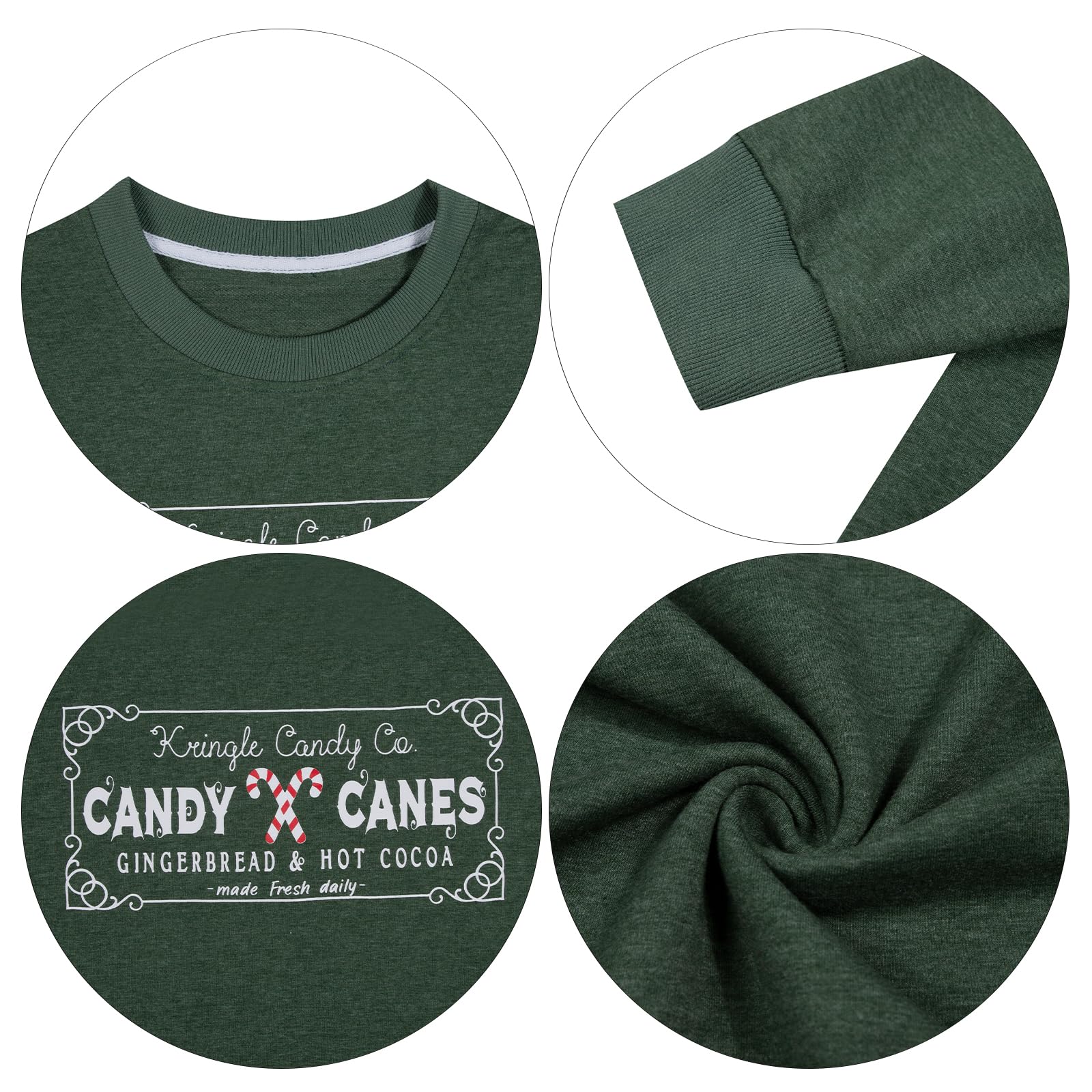 Christmas Sweatshirts Women Candy Canes Graphic Sweatshirt Vintage Xmas Long Sleeve Shirt Pullover Tops