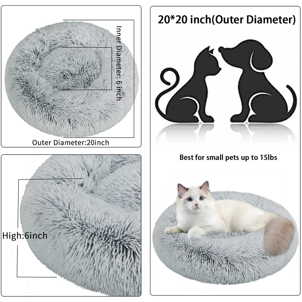 Nisrada Cat Beds for Indoor Cats,15.7 Inch Small Cats Beds, Washable-Round Pet Bed for Puppy and Kitten with Slip-Resistant Bottom