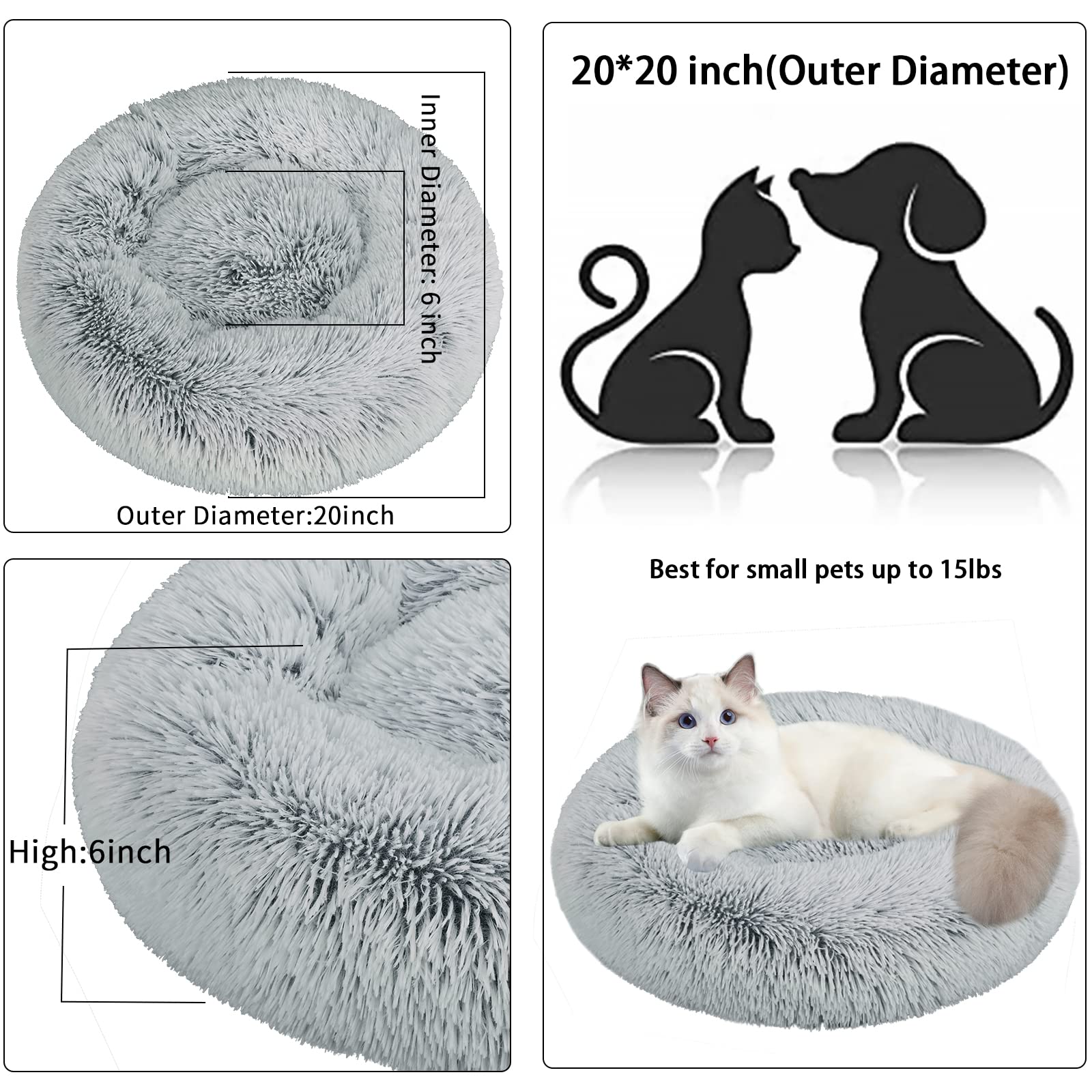 Nisrada Cat Beds for Indoor Cats,15.7 Inch Small Cats Beds, Washable-Round Pet Bed for Puppy and Kitten with Slip-Resistant Bottom