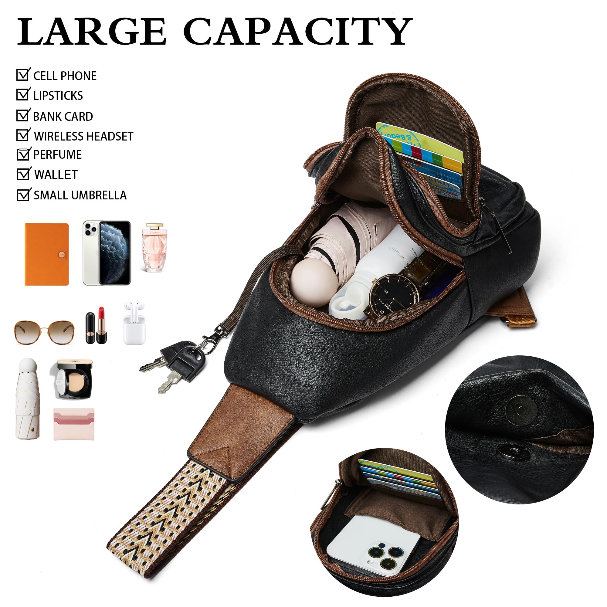 Sling Bag Crossbody Bags for Women Small Cross Body Bag Fanny Packs Chest Sling Purse for Daily Travel Leisure Sport