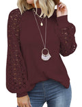 MIHOLL Women's Long Sleeve Tops Lace Casual Loose Blouses Shirts Dressy Outfits