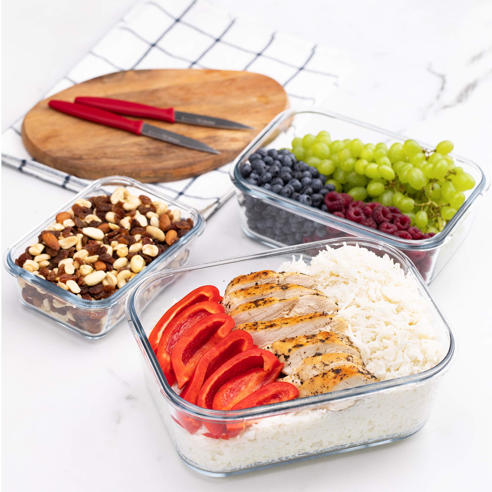 AGTRADE X-LARGE Glass Food Storage Containers with Lids Baking Dish Set Glass Storage Containers with Locking Lid Set 3-120 oz/70 oz/35 oz - Large Meal Prep Storing Serving Food Leakproof Ovensafe